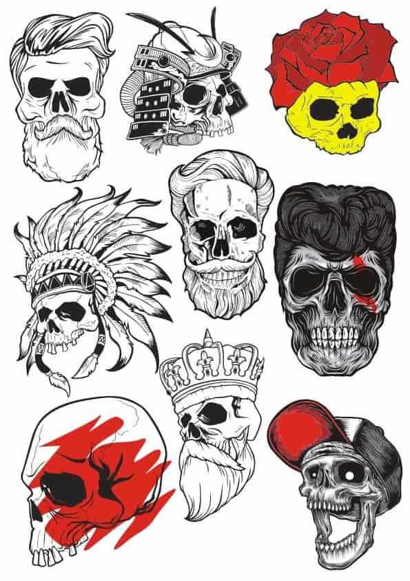 Bearded Skulls Illustration Free Vector Free Vectors