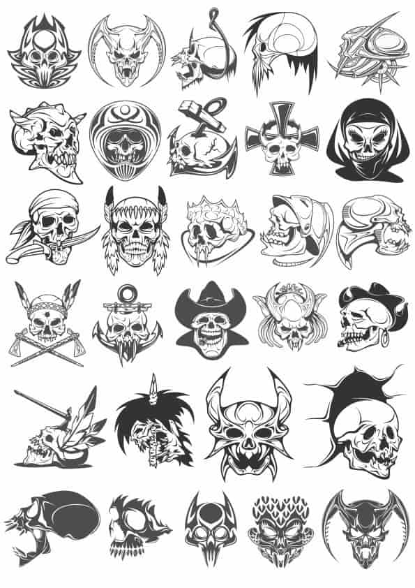Horror Skull Set Free Vector Free Vectors