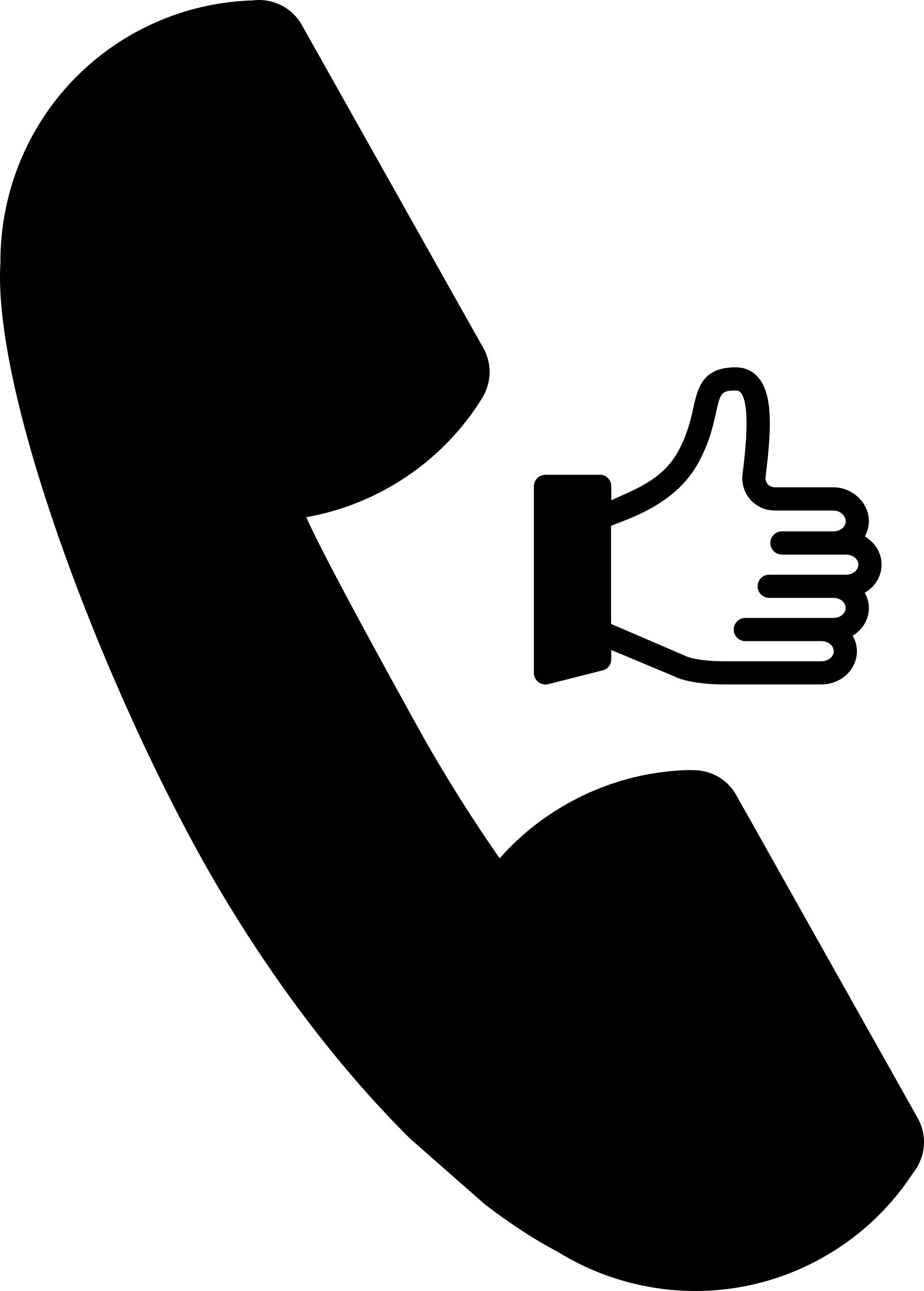 Auricular Call Symbol With Thumb Up Free Vectors