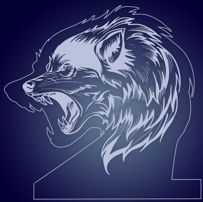 Angry Wolf Illusion Laser Cut Lamp Free Vector Free Vectors