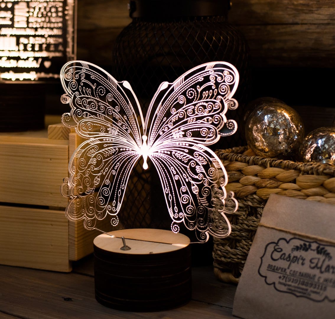 Butterfly Acrylic Illusion Lamp Free Vector Free Vectors