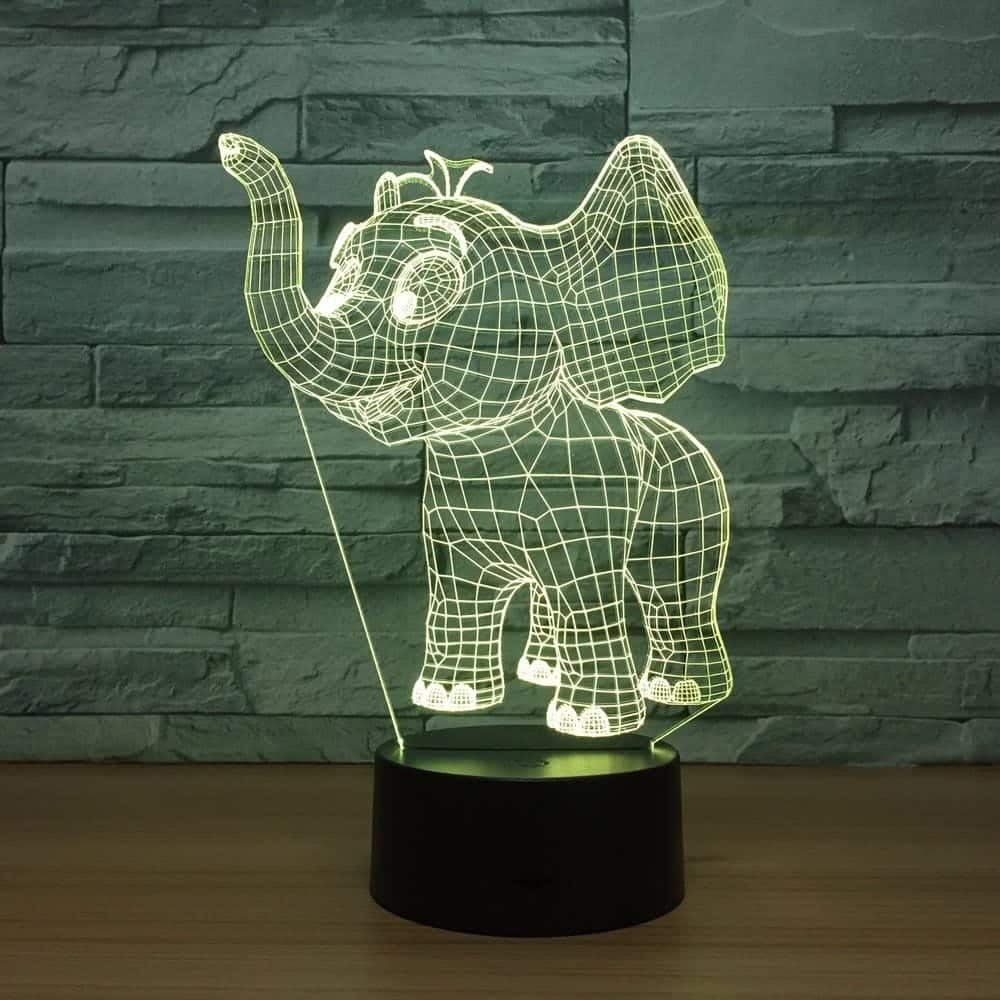 Baby Elephant Acrylic Lamp Laser Engraved Free DXF File Free Vectors