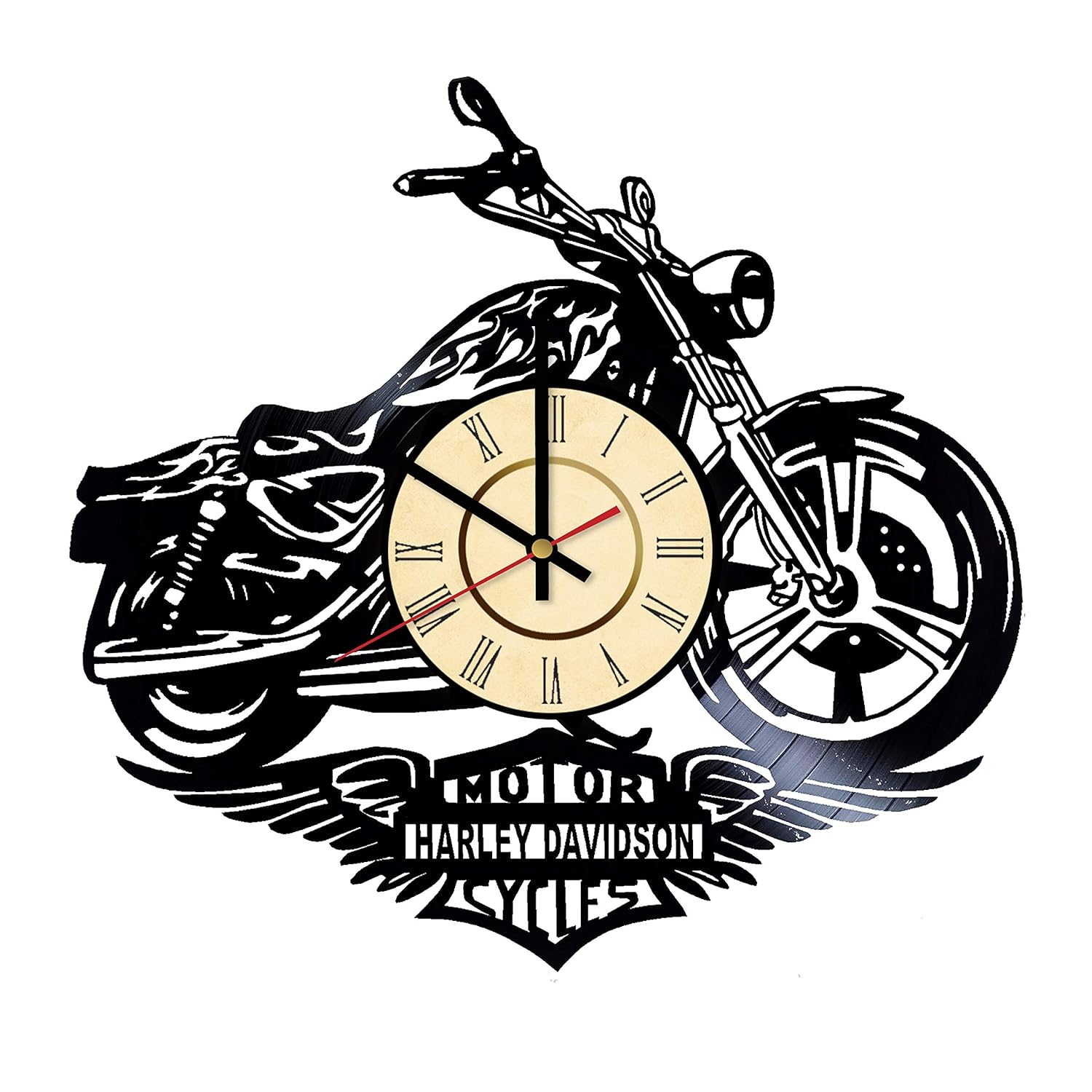 Laser Cut Harley Motorcycle Vinyl Wall Clock Free Vector Free Vectors
