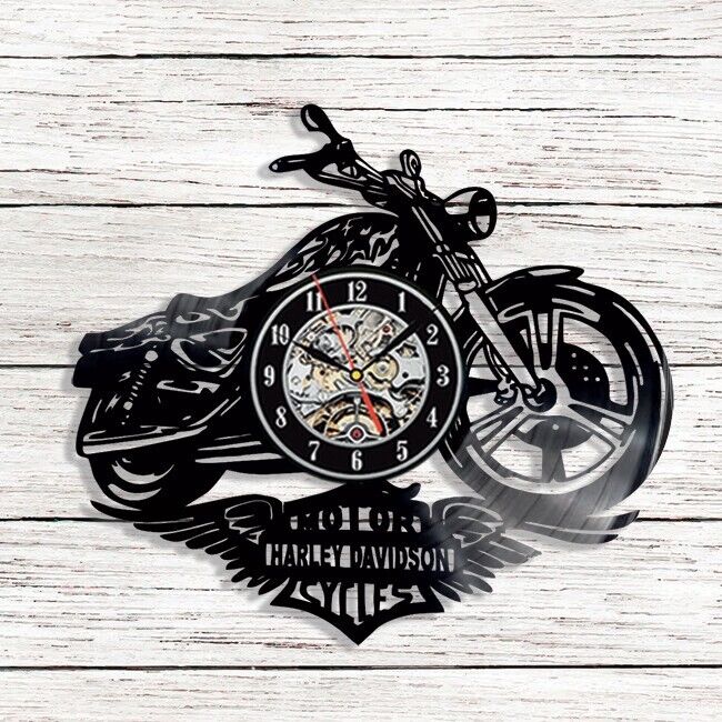 Laser Cut Harley Motorcycle Vinyl Wall Clock Free Vector Free Vectors