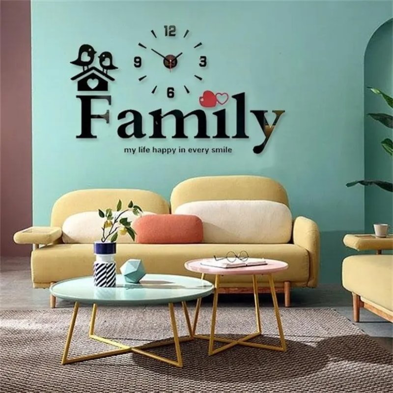 Laser Cut Sticker Acrylic Creative Family Wall Clock SVG File Free Vectors