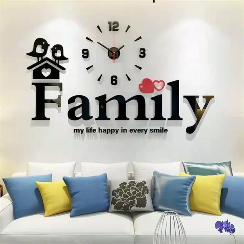 Laser Cut Sticker Acrylic Creative Family Wall Clock SVG File Free Vectors