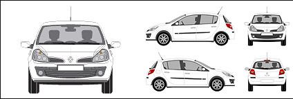 Renault Clio Car LineArt Free Vector Free Vectors