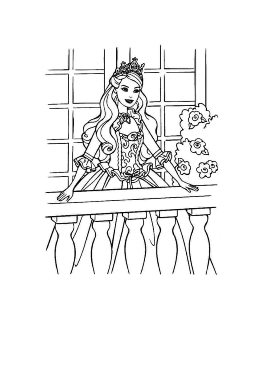 Barbie Doll At Balcony Kids Coloring Pages PDF Free Vectors