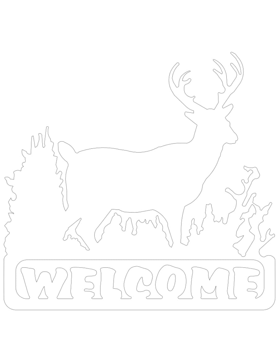 Deer Welcome Kids Coloring PDF Free Vectors