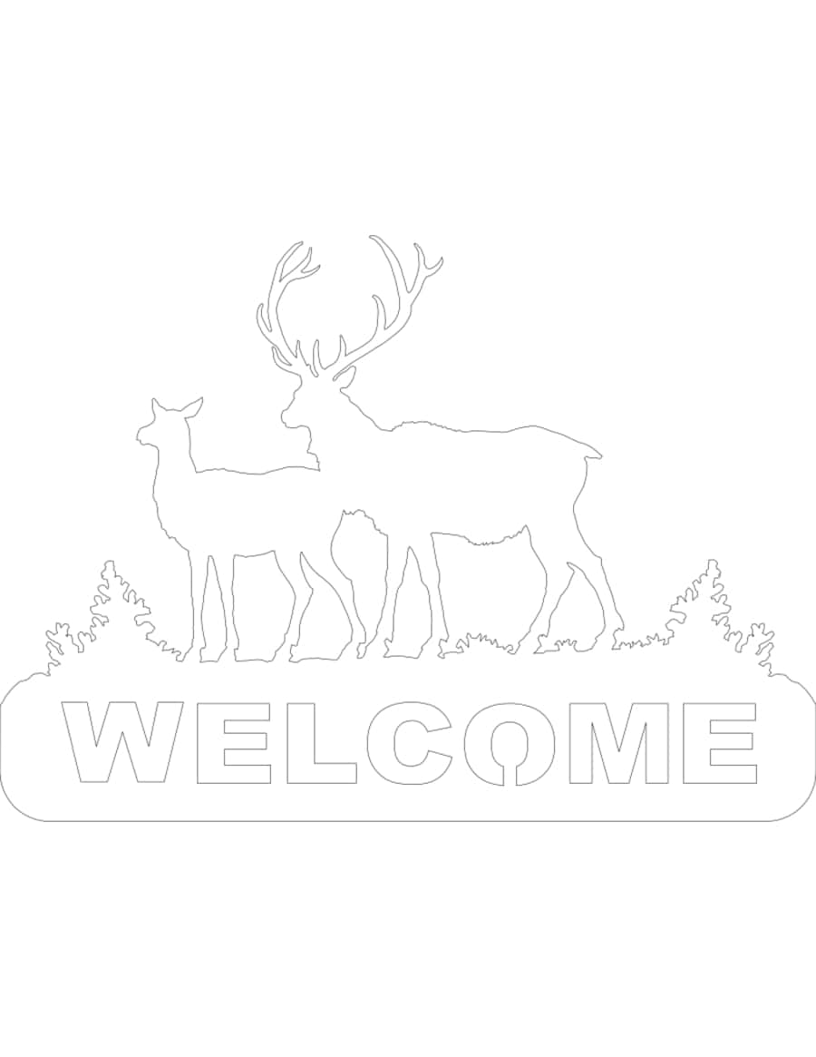 Deer Welcomes Kids Coloring Pages PDF Free Vectors