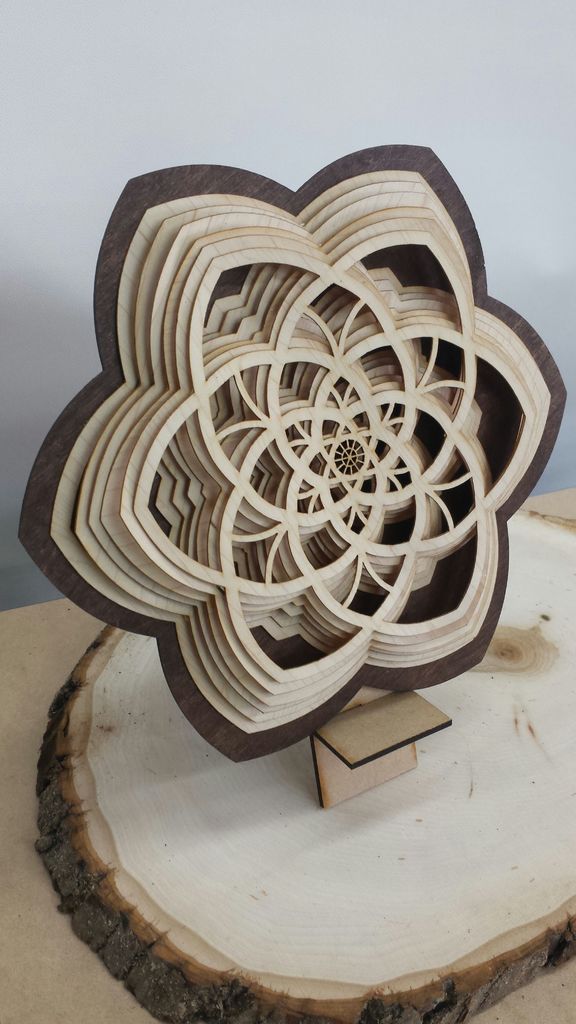 Layered Wooden Sculptures Flower Free DXF File Free Vectors