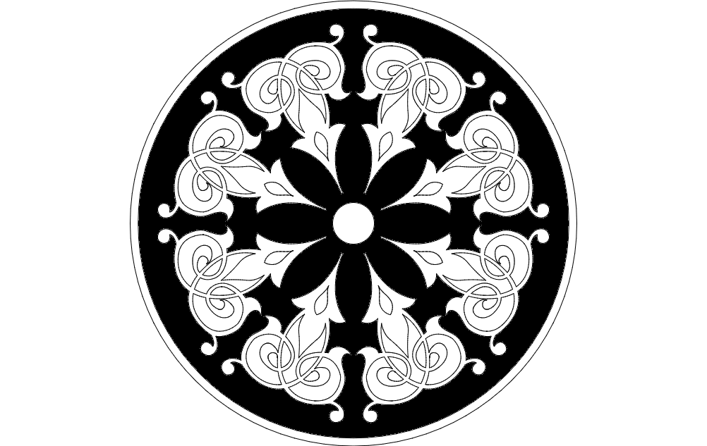 Round Floral Design Free DXF File Free Vectors