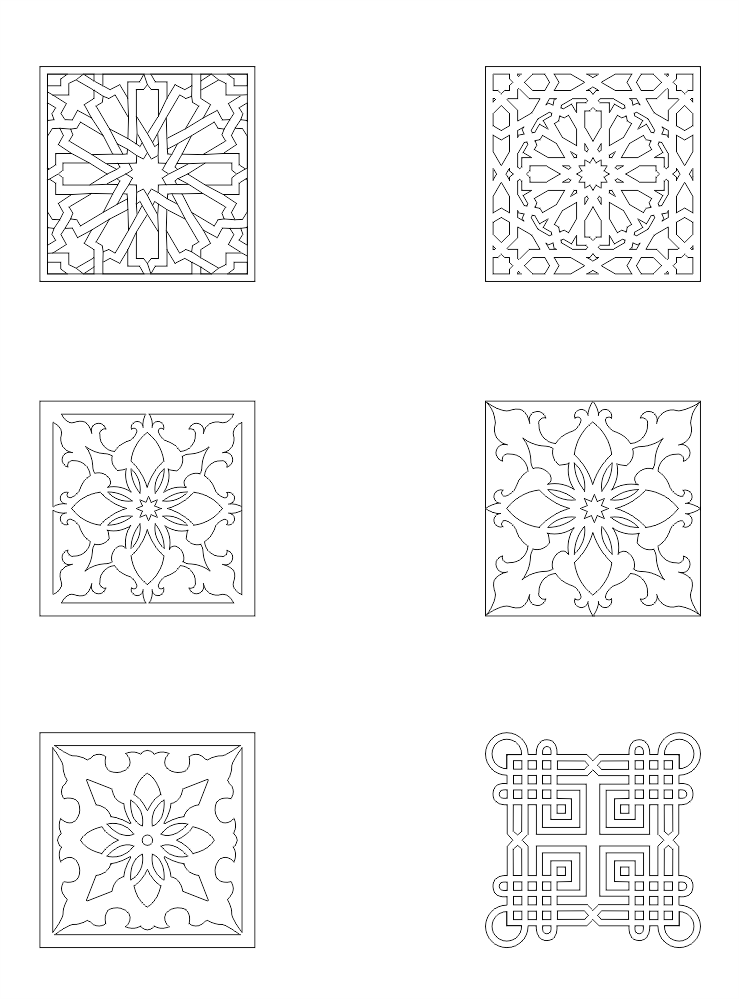 Collection Of Square Ornaments Free DXF File Free Vectors