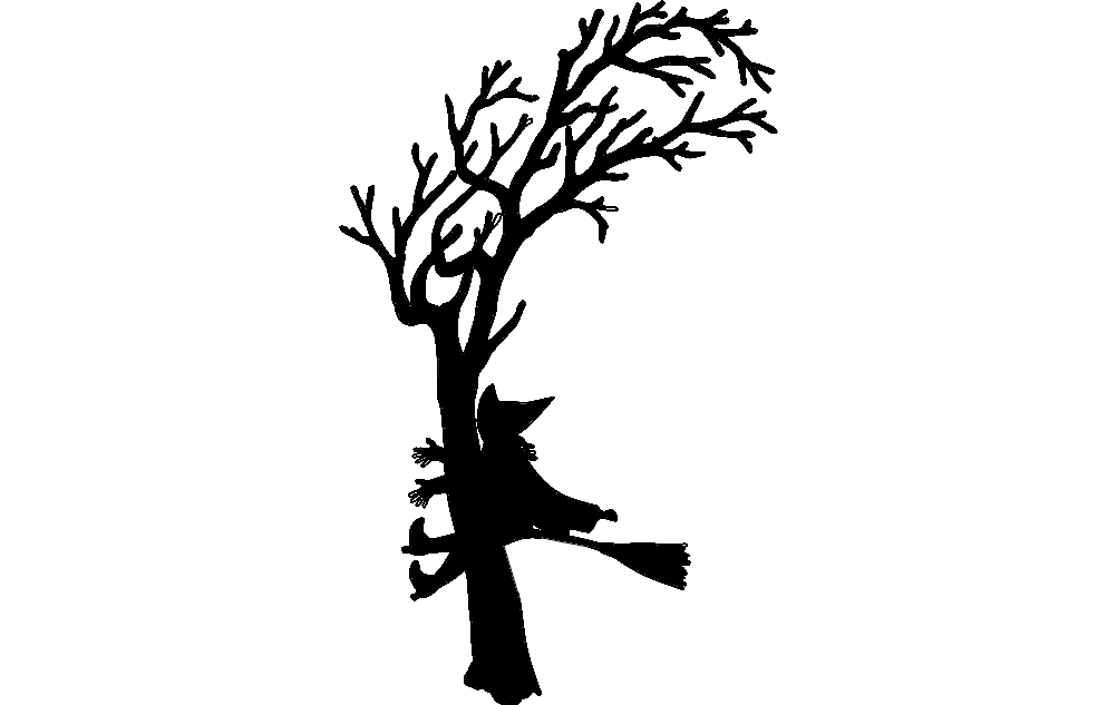 Witch Crash Silhouette Free DXF File Free Vectors