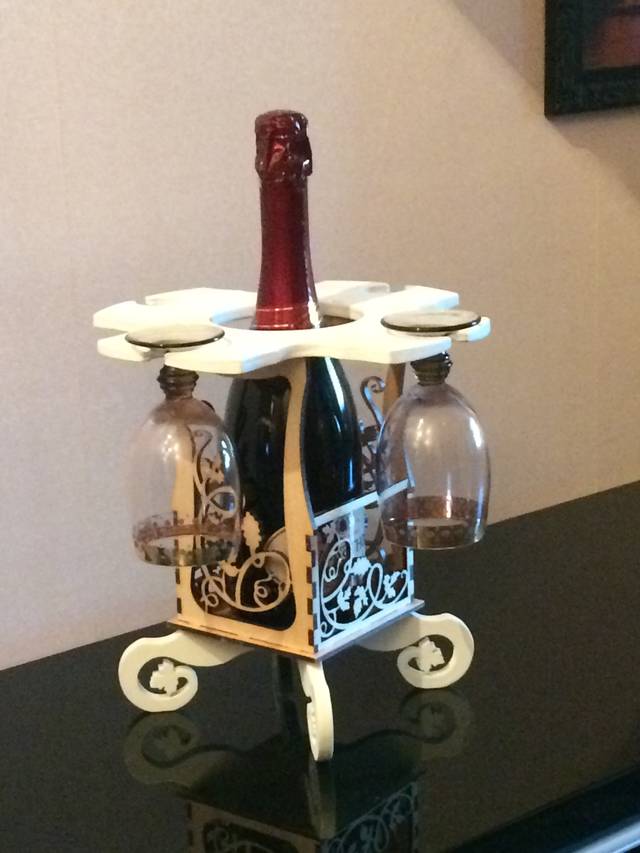 Wine Caddy 3D Puzzle Laser Cut Free DXF File Free Vectors