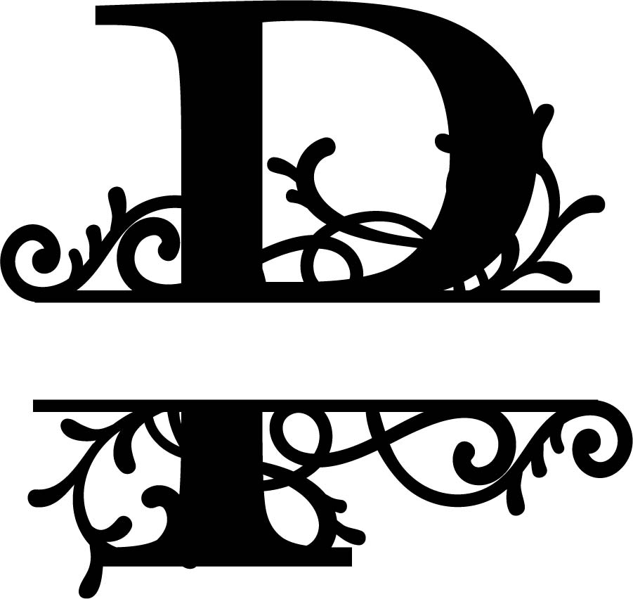 Split Monogram Letter P Free DXF File Free Vectors