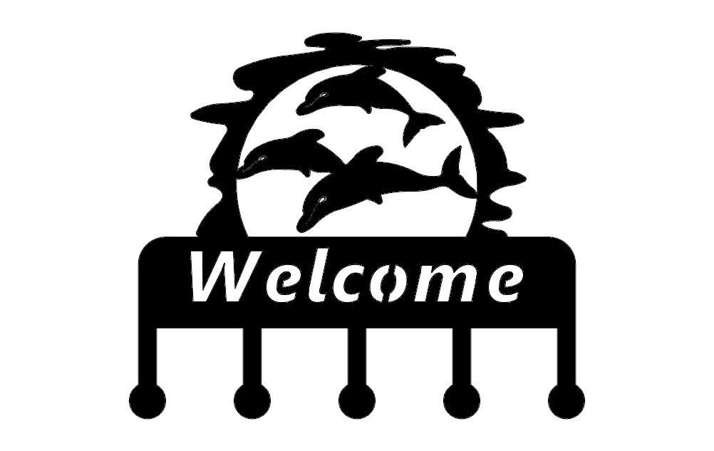 Welcome Dolphin Free DXF File Free Vectors