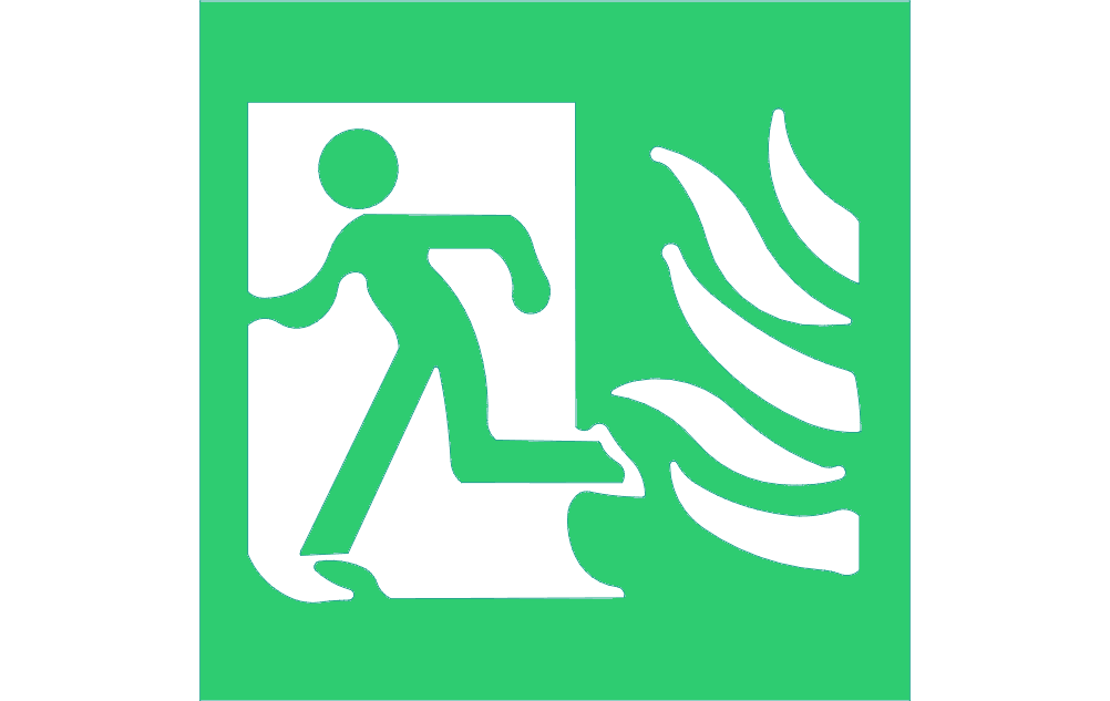 High Safety Fire Exit Symbol With Flames Left Sign Free DXF File Free Vectors