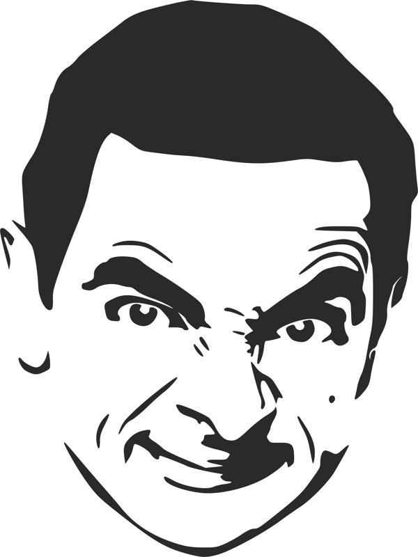 Mr. Bean Stencil Free DXF File Free Vectors