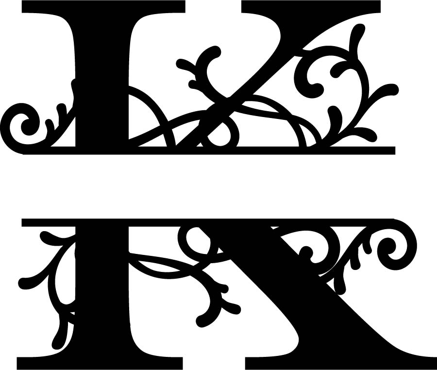 Split Monogram Letter K Free DXF File Free Vectors