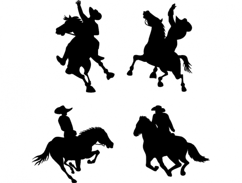 Cowboy On Horse Silhouettes Free DXF File Free Vectors