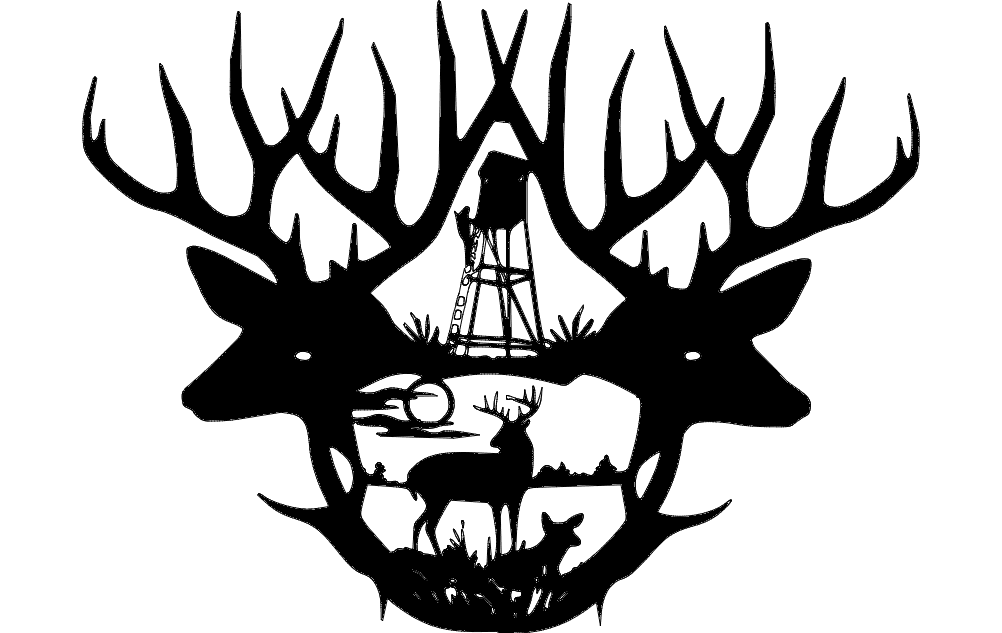 2 Deer Antlers Free DXF File Free Vectors