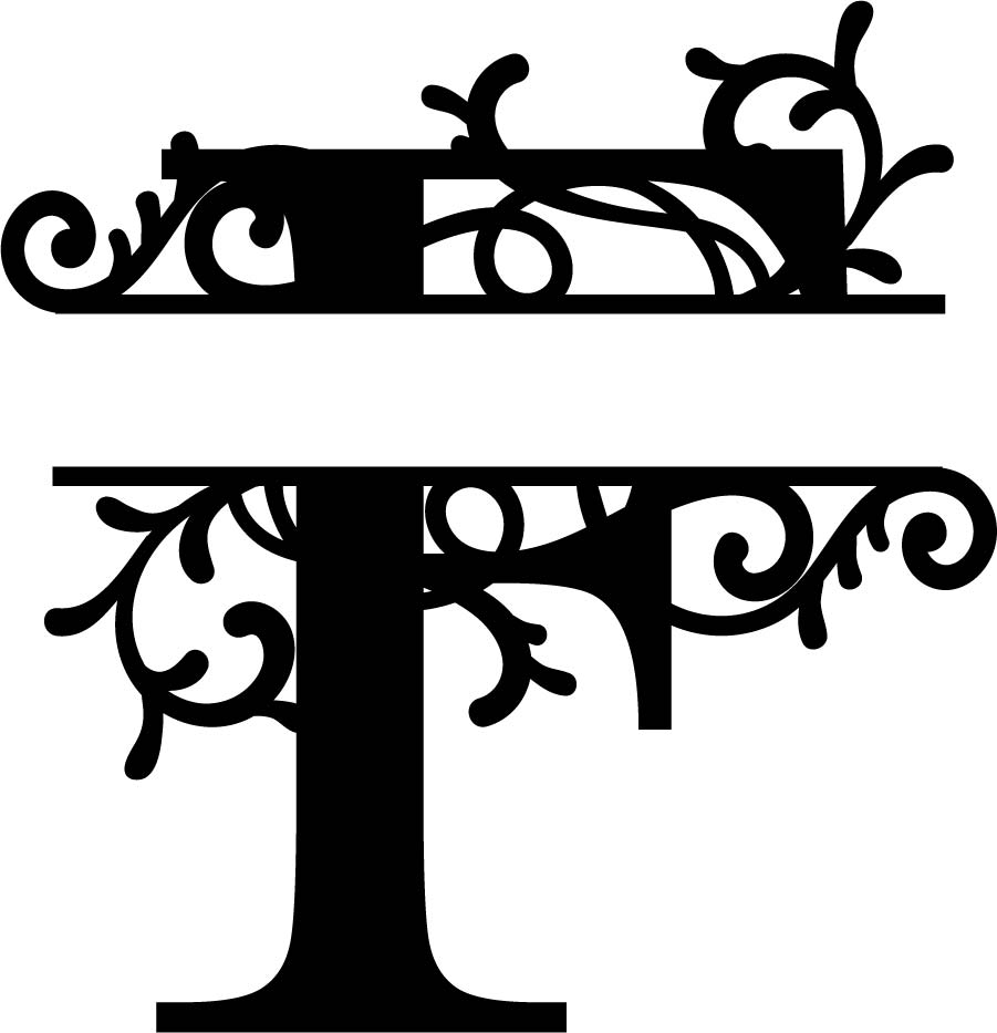 Split Monogram Letter F Free DXF File Free Vectors
