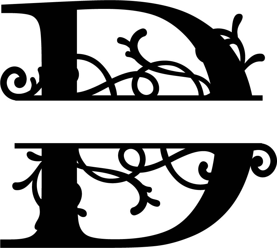 Split Monogram Letter D Free DXF File Free Vectors
