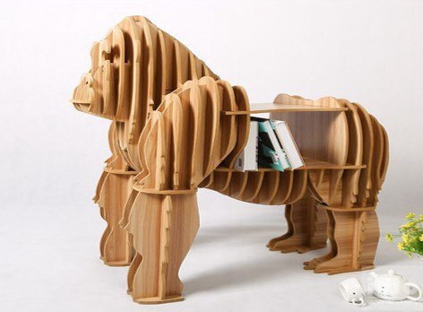 Gorilla Bookshelf 3D Puzzle Free DXF File Free Vectors