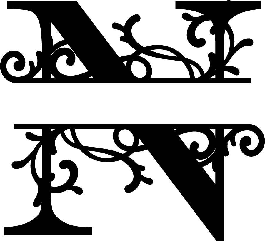 Split Monogram Letter N Free DXF File Free Vectors