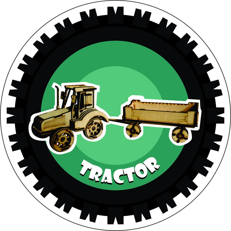 Tractor 3D Puzzle Free DXF File Free Vectors