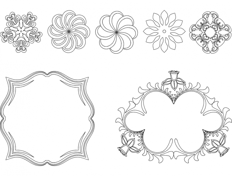 Frame And Flowers Free DXF File Free Vectors