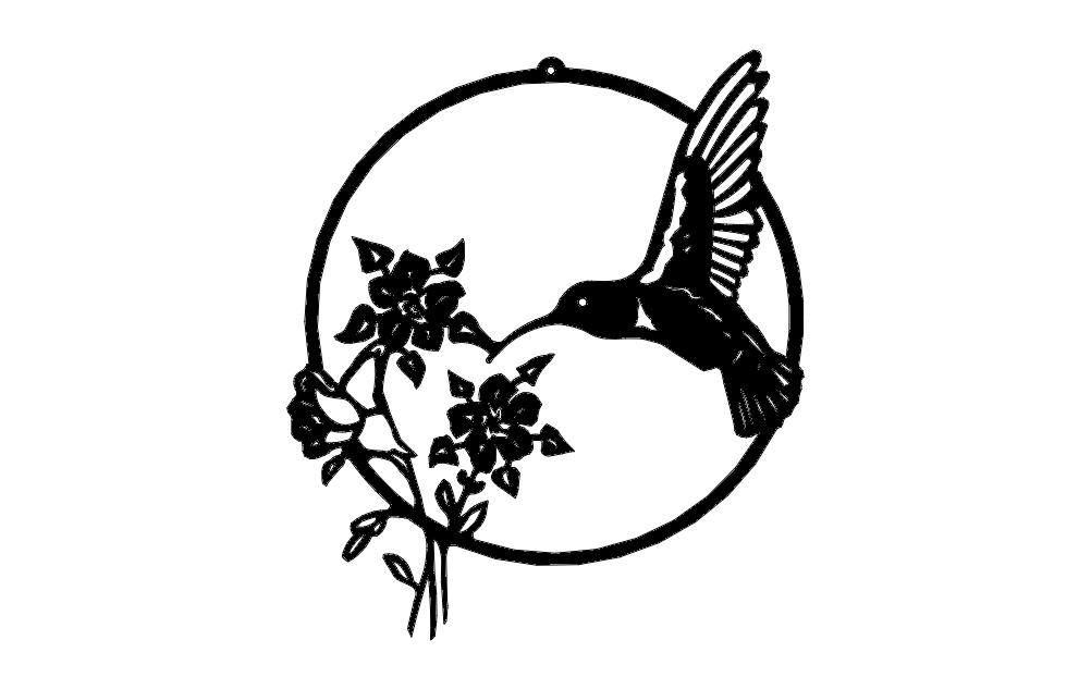 Hummingbird With Flowers Free DXF File Free Vectors