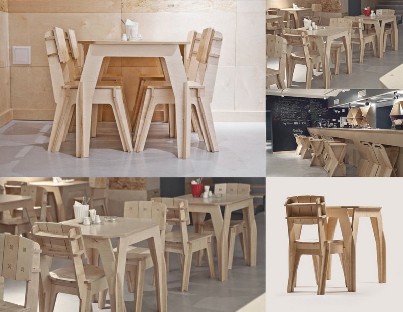 Plywood Cafe Furniture Set Chair Table Free DXF File Free Vectors