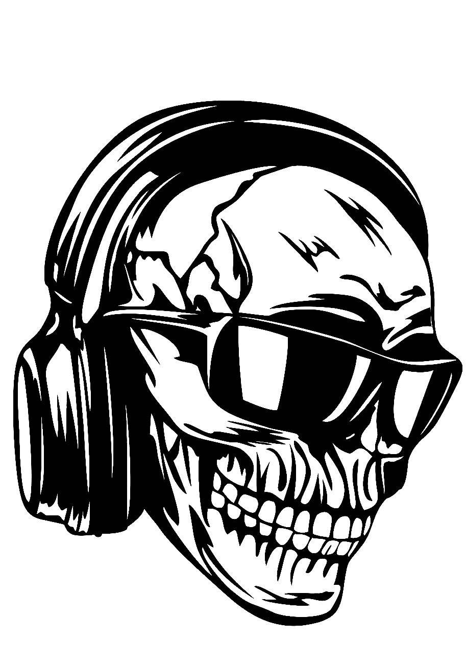 Skull Headphones Sunglasses Vector Art Free DXF File Free Vectors
