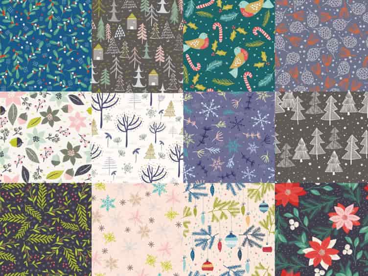 Winter Patterns Collection Free Vector Free Vectors
