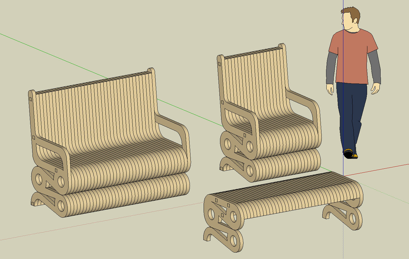 Deco Chair Puzzle Love Seat And Coffie Table Clean Free DXF File Free Vectors