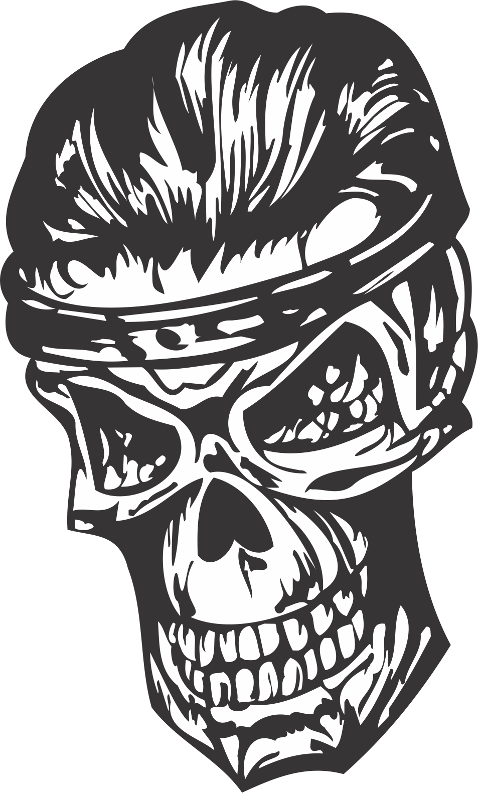 Scary Skull Free DXF File Free Vectors