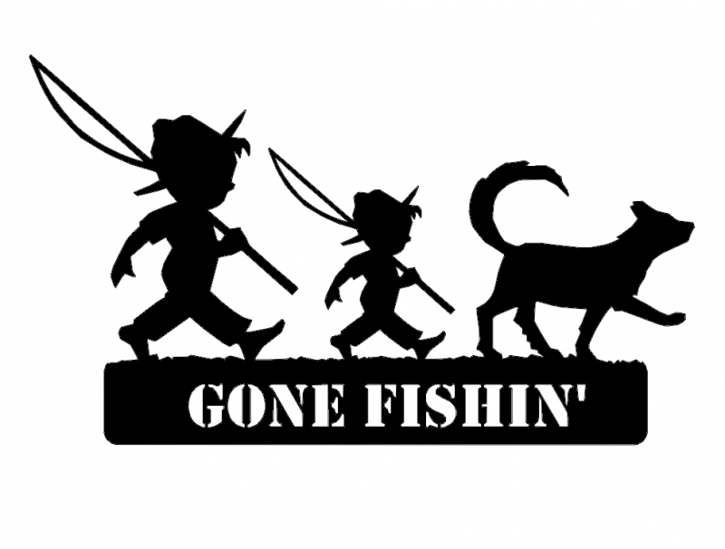 2 Boys Fishing And Dog Gone Fishin Free DXF File Free Vectors