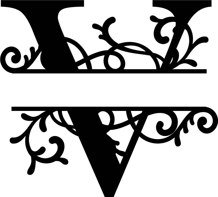 Split Monogram Letter V Free DXF File Free Vectors