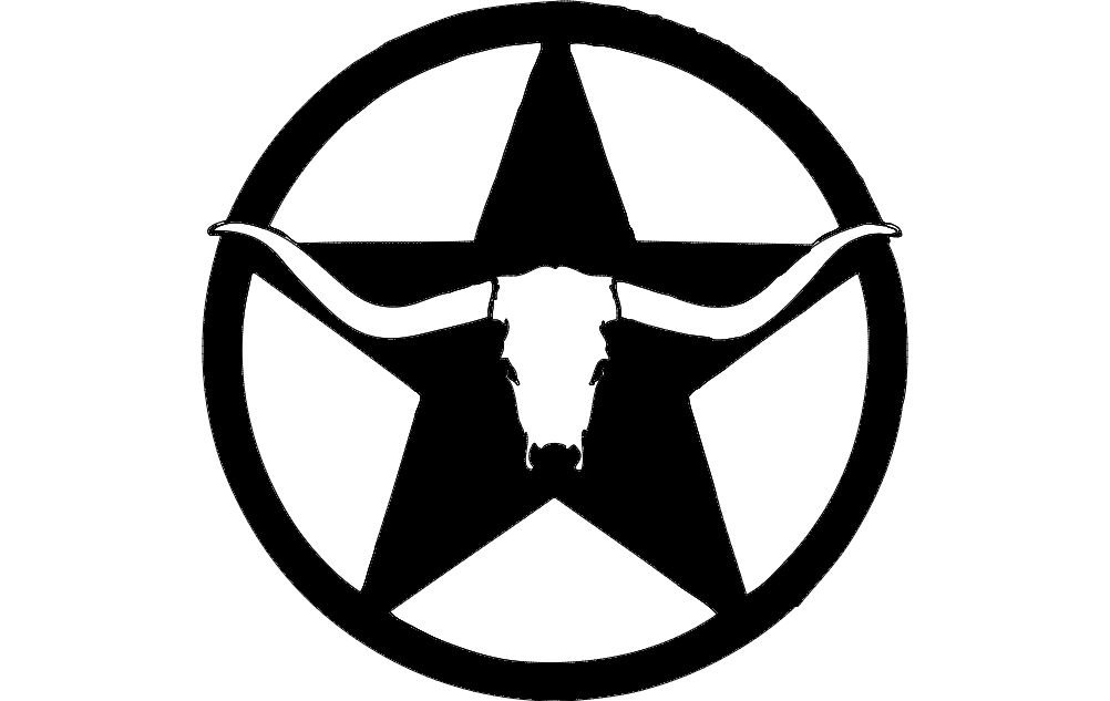 Western Longhorn Star Wall Art Free DXF File Free Vectors