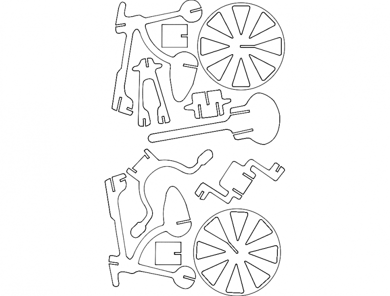 Bicicleta 3D Puzzle Free DXF File Free Vectors