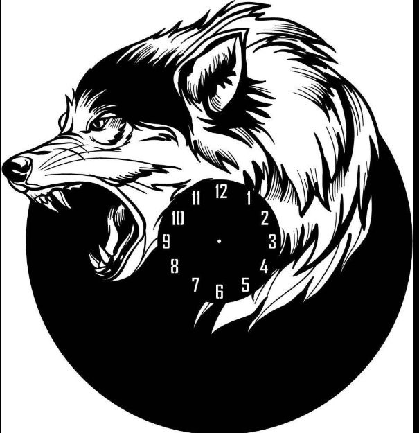 Wolf Shape Wall Clock Laser Cut Free DXF File Free Vectors