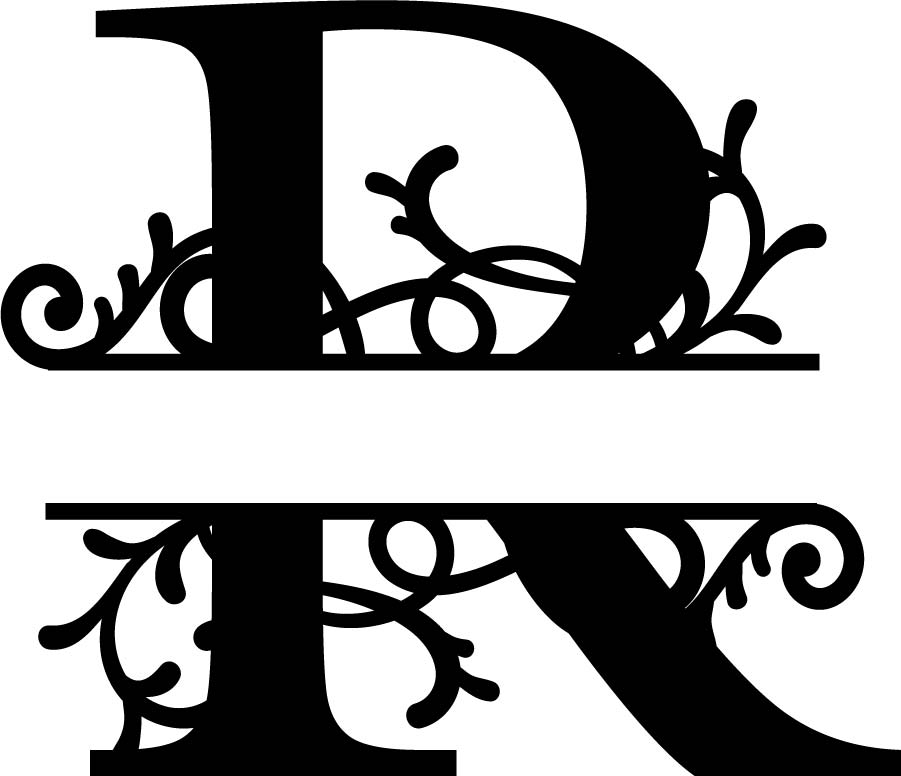 Split Monogram Letter R Free DXF File Free Vectors