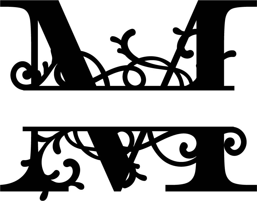 Split Monogram Letter M Free DXF File Free Vectors