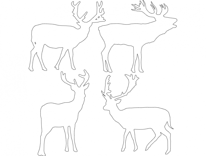 4 Deer Free DXF File Free Vectors