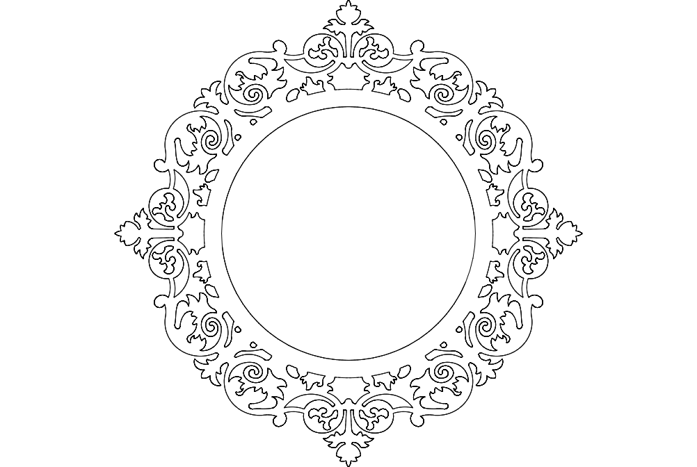 Ayna Mirror Frame Round Free DXF File Free Vectors