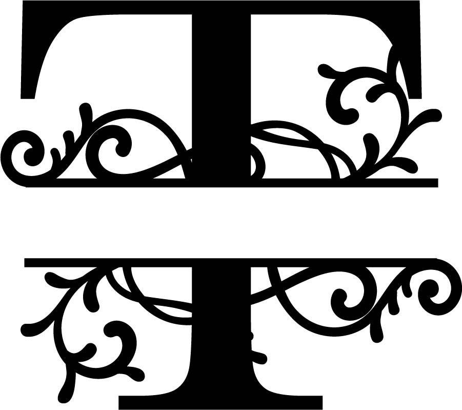 Split Monogram Letter T Free DXF File Free Vectors