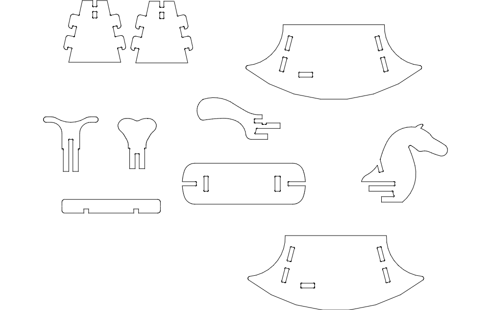 Rocking Horse Puzzle DXF File Free Vectors