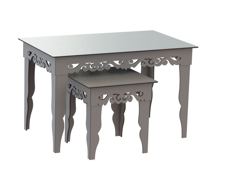 Vintage Nesting Tables Pair Laser Cut Cnc Router Free DXF File Free Vectors
